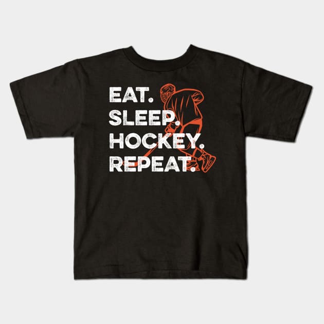 Eat Sleep Hockey Repeat Kids T-Shirt by DragonTees